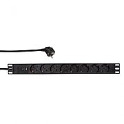 PDU LOGILINK 1U pt. rack 19 inch, 8 prize Schuko, intrare Schuko, max 16 A, on/off, protectie la supratensiune, 2 x USB 2.1A, 2 m,  PDU8C02  (include TV 0.75 lei)