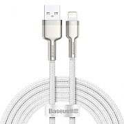 CABLU alimentare si date Baseus Cafule Metal, Fast Charging Data Cable pt. smartphone, USB la Lightning Iphone 2.4A, 2m, alb  CALJK-B02  (include TV 0.06 lei)