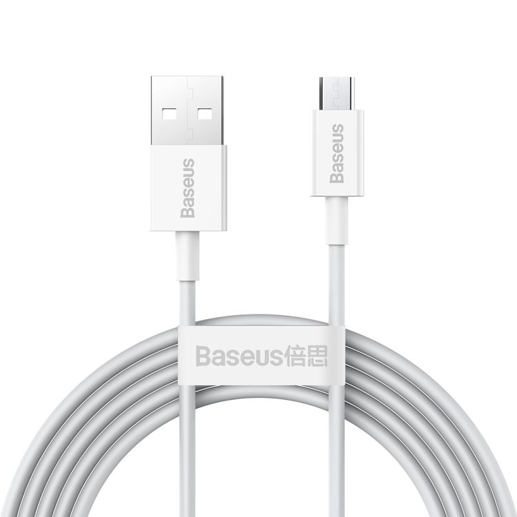 CABLU alimentare si date Baseus Superior, Fast Charging Data Cable pt. smartphone, USB la Micro-USB 2A, 2m, alb  CAMYS-A02  (include TV 0.06 lei)