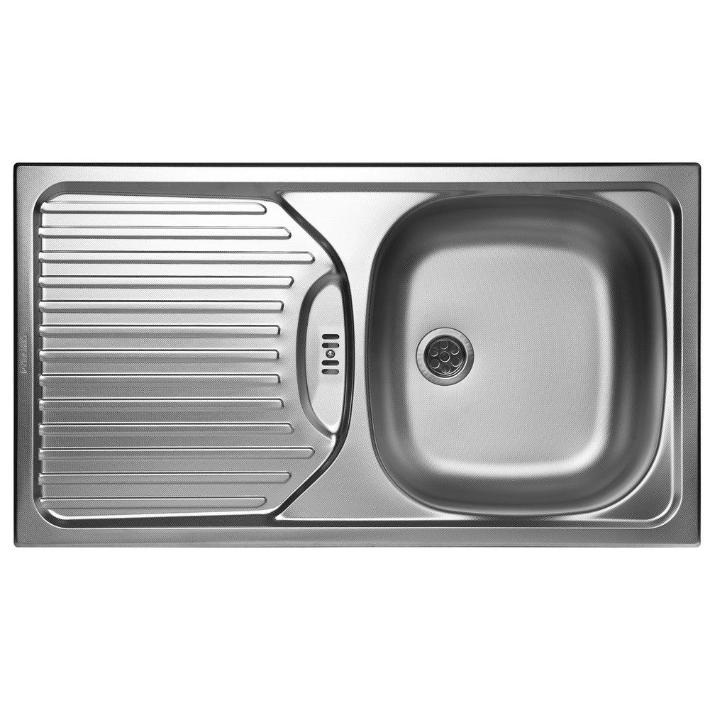 Pyramis ET 78 Flax Semiflat steel sink with drainer 100139101, Silver, 1 bowl