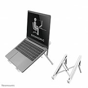 Neomounts by Newstar NSLS010 foldable laptop stand - Silver  Specifications General Min. screen size*: 11 inch Max. screen size*: 17 inch Min. weight: 0 kg Max. weight: 5 kg Screens: 1 Desk mount: Stand  Functionality Type: Tilt Width: 28,9 cm Depth: 3,2 cm Height: 2,7 cm Height adjustment: Manual