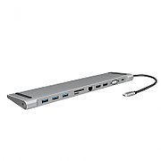 DOCKING Station LOGILINK universal, conectare PC USB 3.1, USB 3.0 x 3, porturi video VGA x 1, HDMI x 2, RJ-45, card reader, PD 3.0 pana la 100W, argintiu,  UA0373  (include TV 0.15 lei)