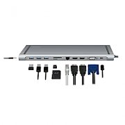 DOCKING Station LOGILINK universal, conectare PC USB 3.1, USB 3.0 x 3, porturi video VGA x 1, HDMI x 2, RJ-45, card reader, PD 3.0 pana la 100W, argintiu,  UA0373  (include TV 0.15 lei)