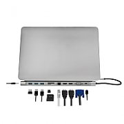 DOCKING Station LOGILINK universal, conectare PC USB 3.1, USB 3.0 x 3, porturi video VGA x 1, HDMI x 2, RJ-45, card reader, PD 3.0 pana la 100W, argintiu,  UA0373  (include TV 0.15 lei)