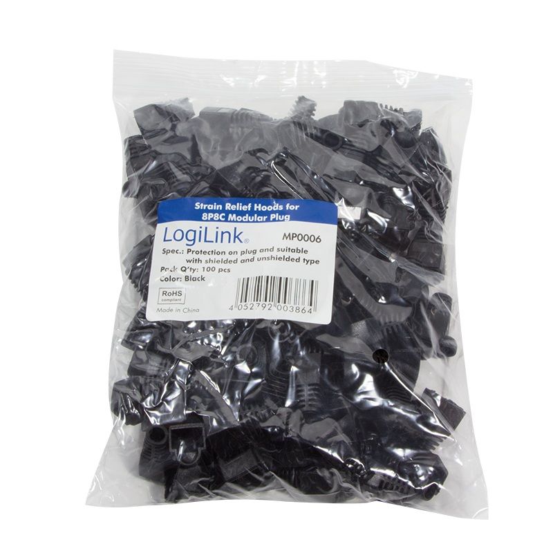 MANSON mufe RJ-45 LOGILINK pt. cablu UTP, FTP, SFTP, RJ-45 (T), plastic, 100 buc, negru,  MP0006 