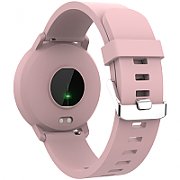 Smart watch, 1.3inches IPS full touch screen, Round watch, IP68 waterproof, multi-sport mode, BT5.0, compatibility with iOS and android, Pink, Host: 25.2*42.5*10.7mm, Strap: 20*250mm, 45g