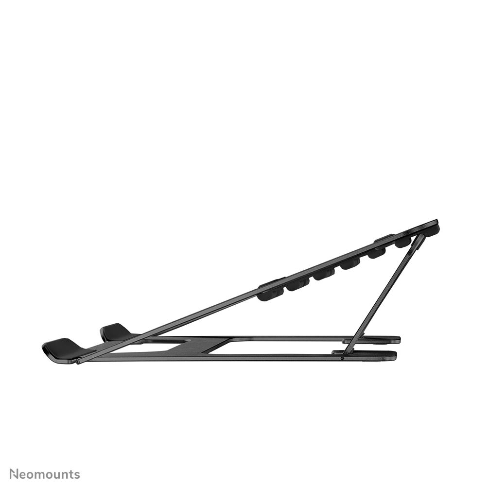 Neomounts by Newstar NSLS085BLACK foldable laptop stand for 10-17  laptops, tilt adjustable - Black  Specifications General Min. screen size*: 10 inch Max. screen size*: 17 inch Min. weight: 0 kg Max. weight: 5 kg Screens: 1 Desk mount: Stand  Functionality Type: Tilt Tilt (degrees): 36° Width: 22,3