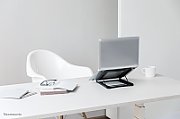 Neomounts by Newstar NSLS075BLACK Foldable Laptop Stand - Black  Specifications General Min. screen size*: 10 inch Max. screen size*: 15 inch Min. weight: 0 kg Max. weight: 5 kg Desk mount: Stand  Functionality Type: Tilt Width: 25,5 cm Depth: 25,5 cm Height: 3,5 cm Height adjustment: Manual