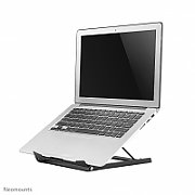 Neomounts by Newstar NSLS075BLACK Foldable Laptop Stand - Black  Specifications General Min. screen size*: 10 inch Max. screen size*: 15 inch Min. weight: 0 kg Max. weight: 5 kg Desk mount: Stand  Functionality Type: Tilt Width: 25,5 cm Depth: 25,5 cm Height: 3,5 cm Height adjustment: Manual