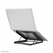 Neomounts by Newstar NSLS075BLACK Foldable Laptop Stand - Black  Specifications General Min. screen size*: 10 inch Max. screen size*: 15 inch Min. weight: 0 kg Max. weight: 5 kg Desk mount: Stand  Functionality Type: Tilt Width: 25,5 cm Depth: 25,5 cm Height: 3,5 cm Height adjustment: Manual
