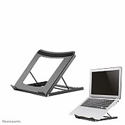 Neomounts by Newstar NSLS075BLACK Foldable Laptop Stand - Black  Specifications General Min. screen size*: 10 inch Max. screen size*: 15 inch Min. weight: 0 kg Max. weight: 5 kg Desk mount: Stand  Functionality Type: Tilt Width: 25,5 cm Depth: 25,5 cm Height: 3,5 cm Height adjustment: Manual