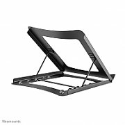 Neomounts by Newstar NSLS075BLACK Foldable Laptop Stand - Black  Specifications General Min. screen size*: 10 inch Max. screen size*: 15 inch Min. weight: 0 kg Max. weight: 5 kg Desk mount: Stand  Functionality Type: Tilt Width: 25,5 cm Depth: 25,5 cm Height: 3,5 cm Height adjustment: Manual