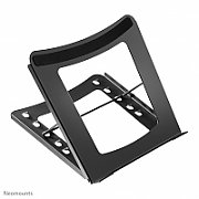 Neomounts by Newstar NSLS075BLACK Foldable Laptop Stand - Black  Specifications General Min. screen size*: 10 inch Max. screen size*: 15 inch Min. weight: 0 kg Max. weight: 5 kg Desk mount: Stand  Functionality Type: Tilt Width: 25,5 cm Depth: 25,5 cm Height: 3,5 cm Height adjustment: Manual