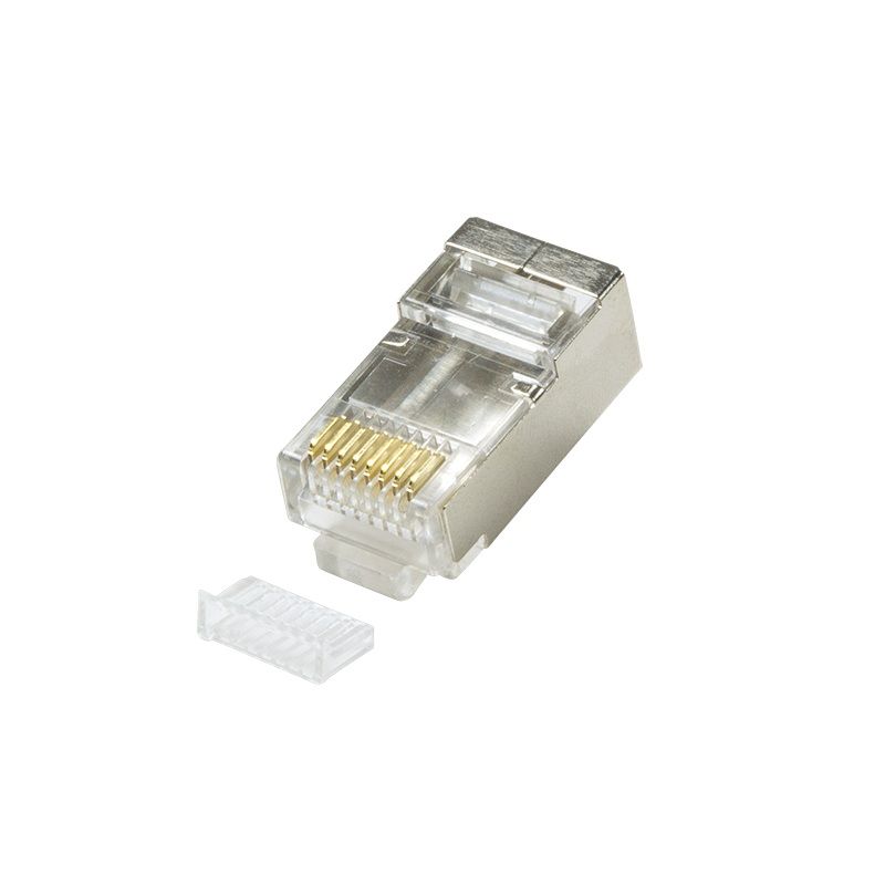 MUFA RJ-45 LOGILINK pt. cablu FTP, SFTP, Cat5e, RJ-45 (T), ecranat, plastic cu metal, cu insertie, 100 buc,  MP0004 