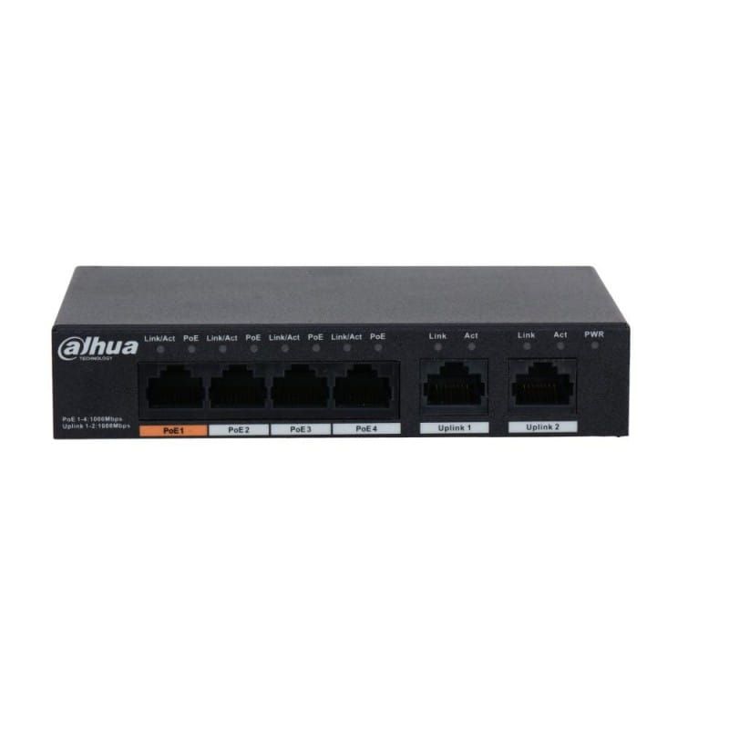 Switch Dahua PFS3006-4GT-60-V2, 6 porturi 10 / 100 / 1000 MBs