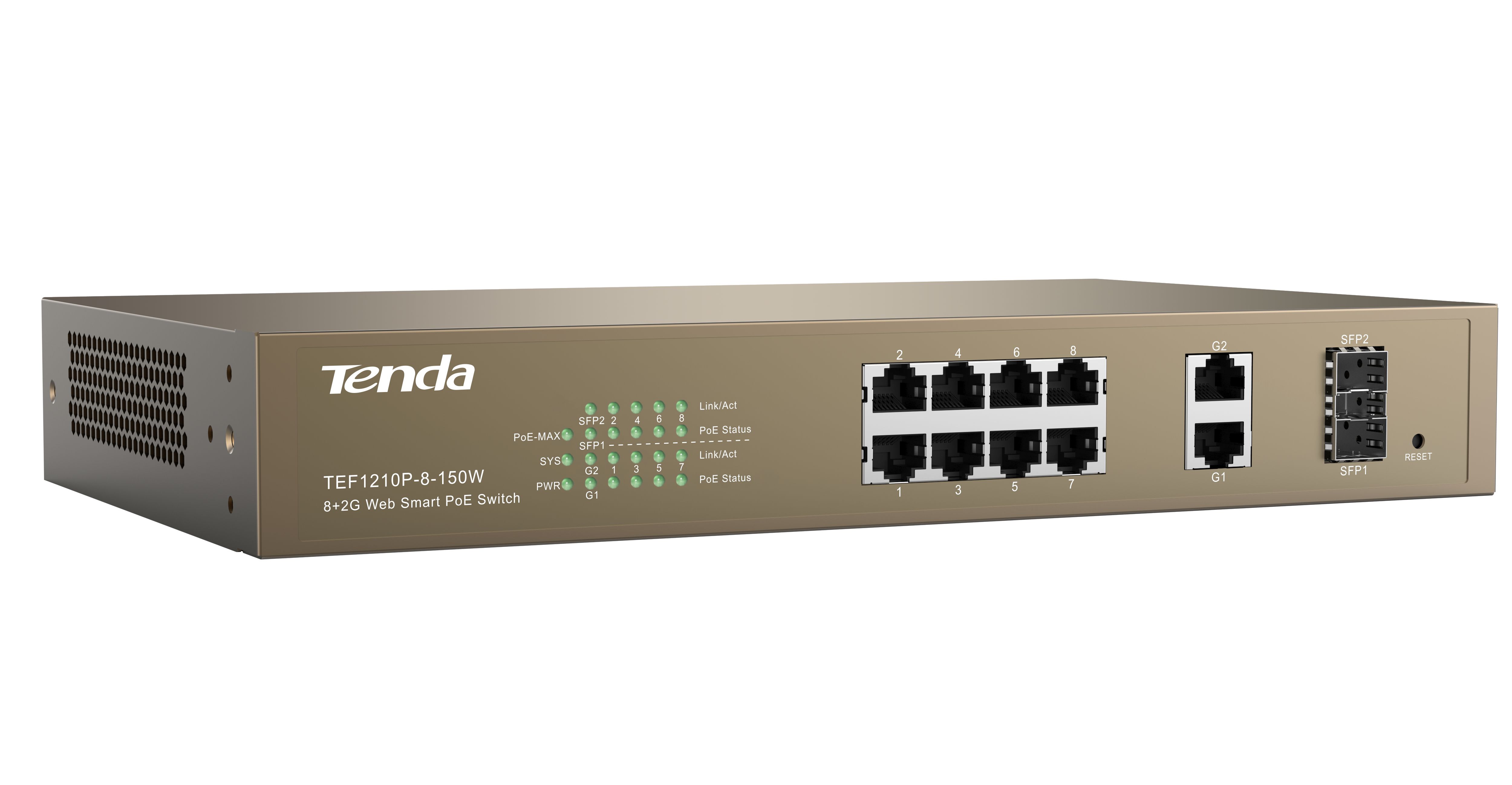 Switch Tenda TEF1210P-8-150W, 8 porturi 10 / 100 Mbps