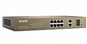 Tenda Tenda 8-Port 10/100Mbps + 2 Gigabit Web Smart PoE Switch, TEF1210P-8- 150W Standard and Protocol: IEEE 802.3, IEEE 802.3u, IEEE 802.3z, IEEE 802.3ab, IEEE 802.3x, IEEE 802.1D, IEEE 802.1W, IEEE 802.1Q, IEEE 802.3af, IEEE 802.3at Fixed Ports: 8x 10/100Base-TX ports, 2x 10/100/1000Base-T ports, 2x