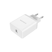 Canyon, PD WALL Charger, Input: 110V-240V, Output:PD 20W, Eu plug, Over-load,  over-heated, over-current and short circuit protection Compliant with CE RoHs,ERP. Size: 89*46*26.5mm, 52g, White