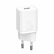 INCARCATOR retea Baseus Super Si, Quick Charge 20W, 1 x USB Type-C 5V/3A max, include cablu USB Type-C la Lightning Iphone 1m, alb  TZCCSUP-B02  (include TV 0.8lei)