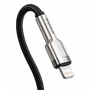 CABLU alimentare si date Baseus Cafule Metal, Fast Charging Data Cable pt. smartphone, USB Type-C la Lightning Iphone PD 20W, brodat, 1m, negru  CATLJK-A01  (include timbru verde 0.25 lei)