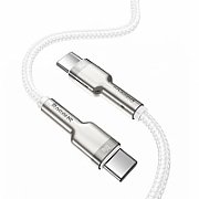 CABLU alimentare si date Baseus Cafule Metal, Fast Charging Data Cable pt. smartphone, USB Type-C la USB Type-C 100W, brodat, 2m, alb  CATJK-D02  (include timbru verde 0.25 lei)