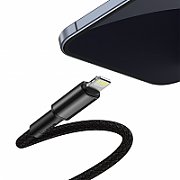 CABLU alimentare si date Baseus High Density Braided, Fast Charging Data Cable pt. smartphone, USB Type-C la Lightning Iphone PD 20W, brodat, 1m, negru  CATLGD-01  (include timbru verde 0.25 lei)