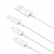CABLU alimentare si date Baseus Superior Series, pt. smartphone, USB la Micro-USB + Lightning Iphone + USB Type-C 3.5A, 1.5m, alb  CAMLTYS-02  (include timbru verde 0.25 lei)