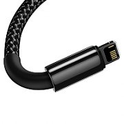 CABLU alimentare si date Baseus Tungsten Gold, Fast Charging Data Cable pt. smartphone, USB la Lightning Iphone 2.4A, brodat, 2m, rezistent zgarieturi, negru  CALWJ-A01  (include timbru verde 0.25 lei)