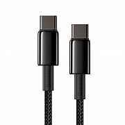 CABLU alimentare si date Baseus Tungsten Gold, Fast Charging Data Cable pt. smartphone, USB Type-C la USB Type-C 100W, brodat, 1m, negru  CATWJ-01  (include timbru verde 0.25 lei)