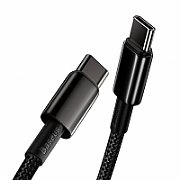 CABLU alimentare si date Baseus Tungsten Gold, Fast Charging Data Cable pt. smartphone, USB Type-C la USB Type-C 100W, brodat, 1m, negru  CATWJ-01  (include timbru verde 0.25 lei)