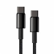 CABLU alimentare si date Baseus Tungsten Gold, Fast Charging Data Cable pt. smartphone, USB Type-C la USB Type-C 100W, brodat, 2m, negru  CATWJ-A01  (include timbru verde 0.25 lei)
