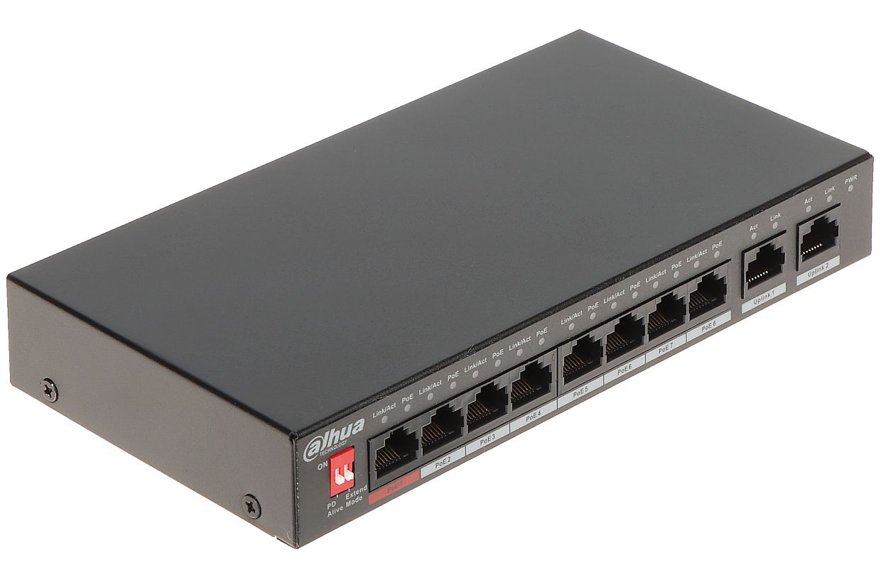 DAHUA SWITCH 8PoE+ 2 Gigabit uplink Dahua