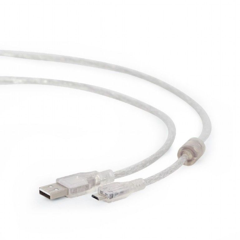 GEMBIRD CC-USB2B-AMmBM-2M-WB2 Gembird Premium cotton braided Micro-USB charging and data cable,2m,grey/white