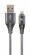 GEMBIRD CC-USB2B-AMLM-1M-WB2 Gembird Premium cotton braided 8-pin charging and data cable, 1m, spacegrey/whit