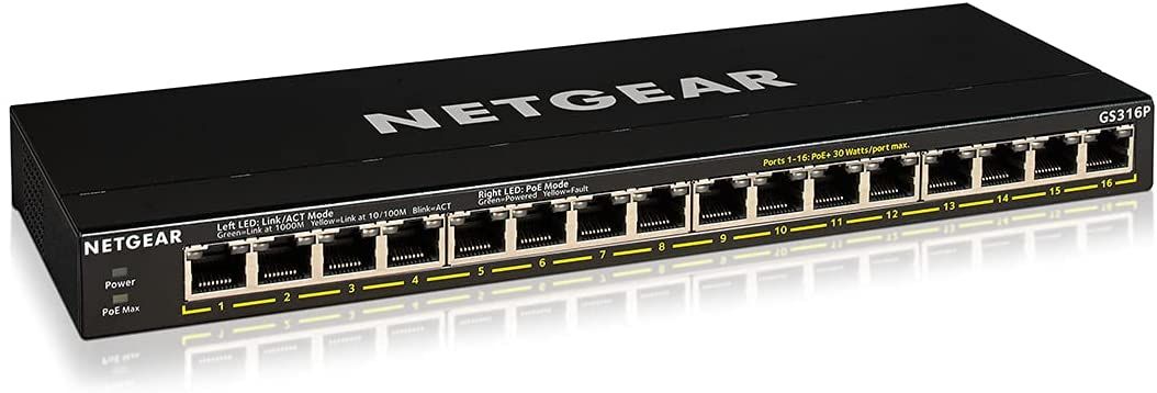 Switch NetGear GS316P-100EUS, 16 porturi 10 / 100 / 1000 MBs