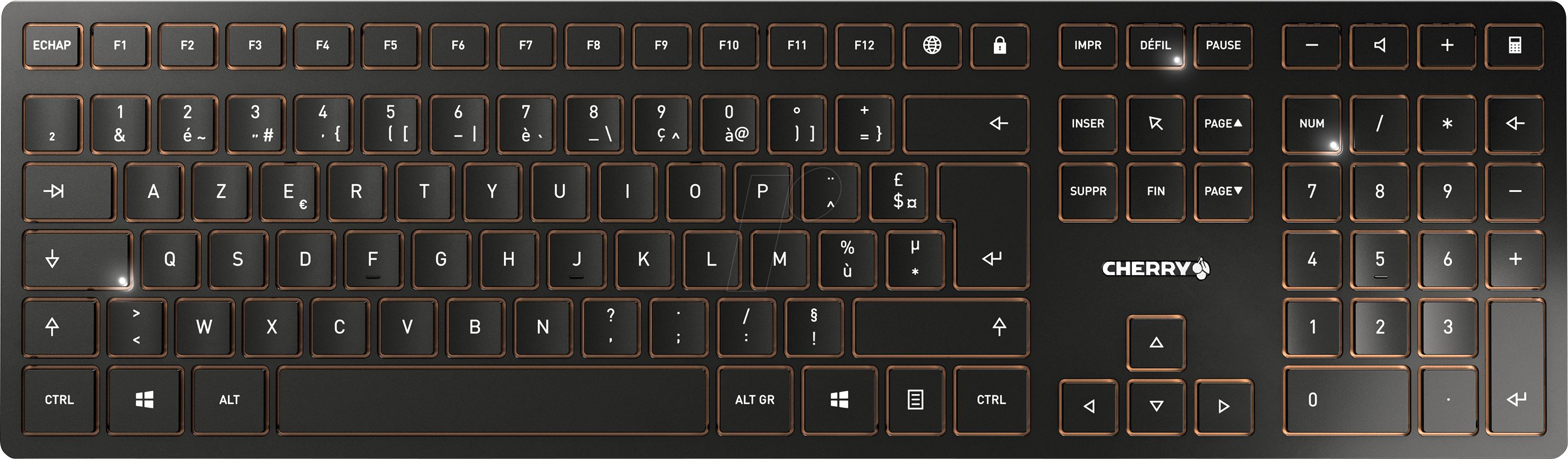 Cherry Desktop DW 9100 SLIM [FR] WL AES black BT Lithium Akku - wochenlange Nutzung ohne Aufladung