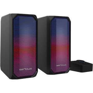 Boxe gaming 2.0 Serioux Kyro RGB, Functie Dual Mode Bluetooth, putere: 3W x 2, impedanță: 4Ω, frecvență: 150Hz - 20KHz, sensibilitate : 650mv± 50mv, alimentare: DC5V / 1A, S / N: ≥75dB, dimensiunea driverului: 2,5 inch x 2, conexiune: 3.5mm jack TRS, RGB : 6 moduri de lumină, cablu USB & audio: 1.2m
