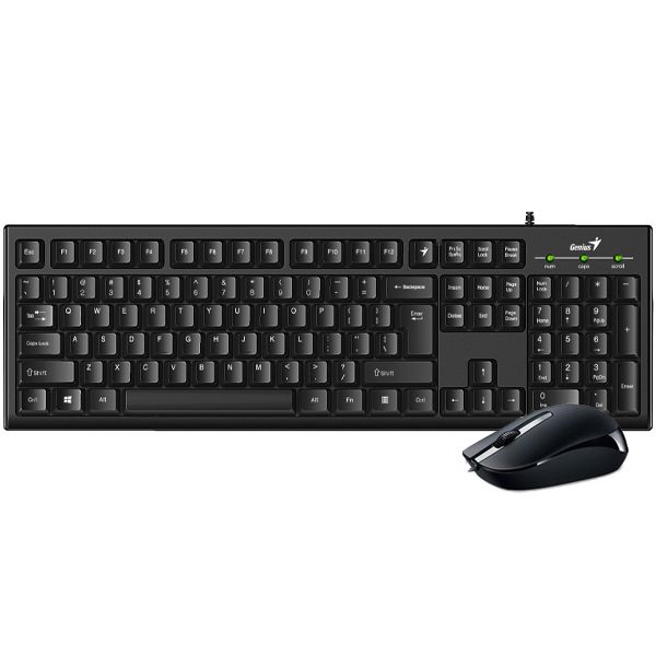 KIT wired GENIUS USB, tastatura 104 taste (concave) + mouse optic 1000dpi, 3 butoane, black,  KM-160   31330001413   (include TV 0.8lei)