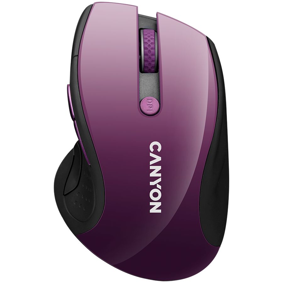 CANYON MW-01 2.4GHz wireless mouse with 6 buttons, optical tracking - blue LED, DPI 1000/1200/1600, Purple pearl glossy, 113x71x39.5mm, 0.07kg