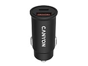 Canyon, PD 30W/QC3.0 18W Pocket size car charger  with 1-USB A+ 1-USB-C Input: DC12V-24V, Output: USBC: PD30W( 5V3A/9V3A/12V2.5A/15V2A/20V1.5A),USB-A:QC3.0 18W (5V3A