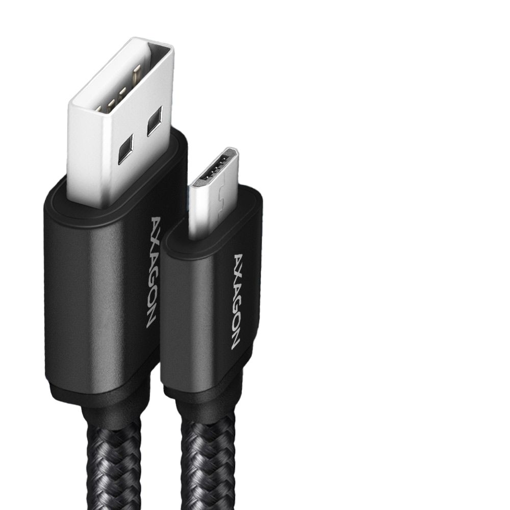 Cablu USB-Micro  la USB-A, 2m, 2.4A, impletit, negru