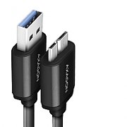 Cablu USB-Micro B  la USB-A, 1m, USB 3.2 Gen 1, 3A, impletit, negru