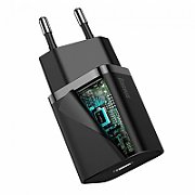 INCARCATOR retea Baseus Super Si, Quick Charge 20W, 1 x USB Type-C 5V/3A max, include cablu USB Type-C la Lightning Iphone 1m, negru  TZCCSUP-B01  (include TV 0.18lei)