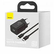 INCARCATOR retea Baseus Super Si, Quick Charge 20W, 1 x USB Type-C 5V/3A max, include cablu USB Type-C la Lightning Iphone 1m, negru  TZCCSUP-B01  (include TV 0.18lei)