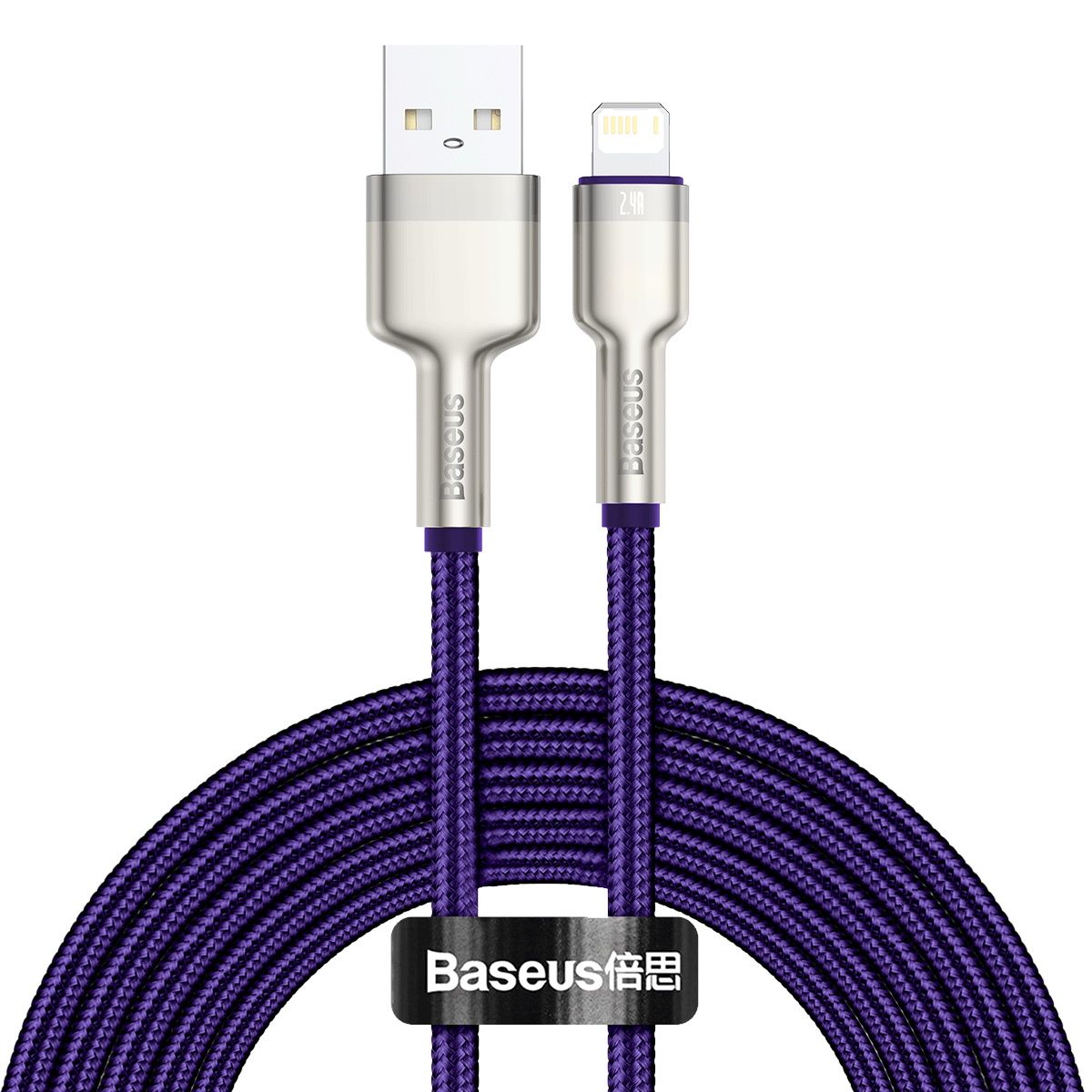 CABLU alimentare si date Baseus Cafule Metal, Fast Charging Data Cable pt. smartphone, USB la Lightning Iphone 2.4A, braided, 2m, violet  CALJK-B05  (include TV 0.06 lei)