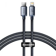 CABLU alimentare si date Baseus Crystal Shine, Fast Charging Data Cable pt. smartphone, USB Type-C la Lightning Iphone PD 20W, 1.2m, negru  CAJY000201  (include timbru verde 0.25 lei)