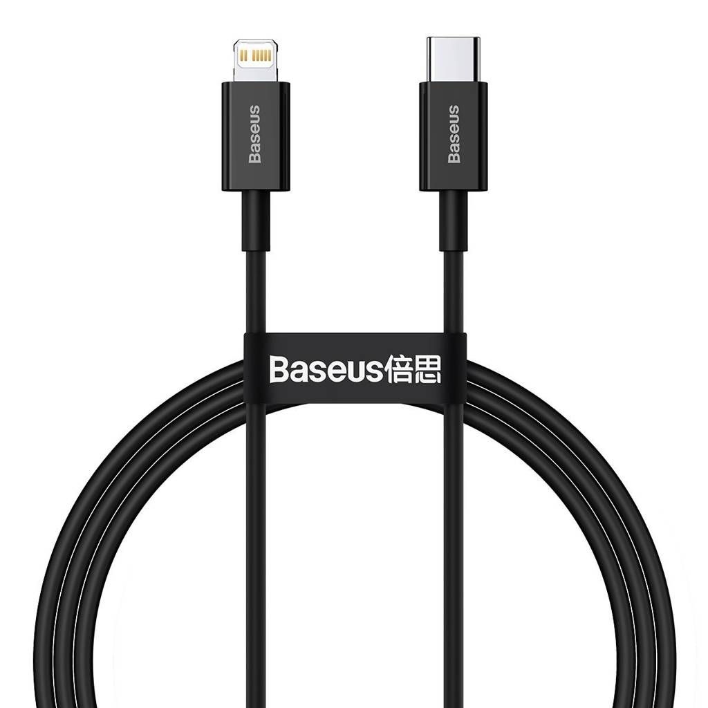 CABLU alimentare si date Baseus Superior, Fast Charging Data Cable pt. smartphone, USB Type-C la Lightning Iphone PD 20W, 1m, negru  CATLYS-A01  (include TV 0.06 lei)