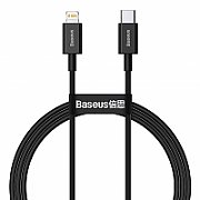 CABLU alimentare si date Baseus Superior, Fast Charging Data Cable pt. smartphone, USB Type-C la Lightning Iphone PD 20W, 1m, negru  CATLYS-A01  (include TV 0.06 lei)