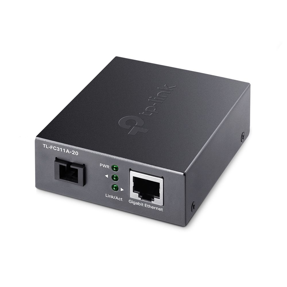 MEDIA CONVERTOR TP-LINK 1 x Gigabit RJ45 WDM Half-Duplex/Full-Duplex, SC single-mode fiber, 1 Gigabit SC Fiber Port, pana la 20km  TL-FC311A-20  (include timbru verde 1.75 lei)
