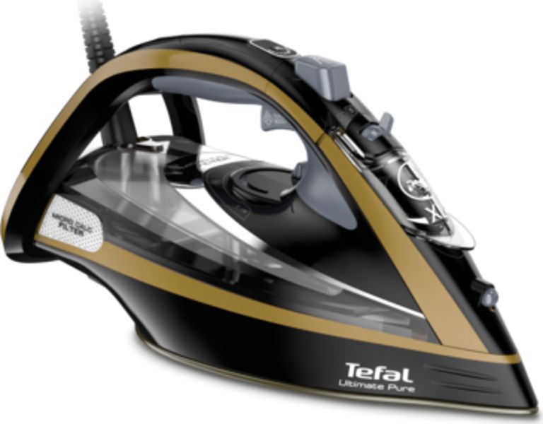 Tefal FV9865E0 iron Dry & Steam iron Durilium Autoclean soleplate 3000 W Black, Gold
